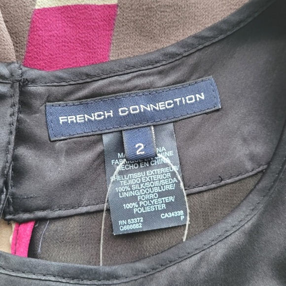 French Connection Silk Colorblock Cocktail Mini Dress Size 2 - Picture 4 of 11